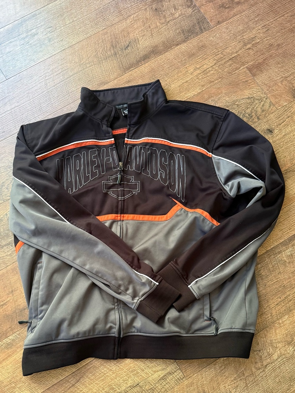 Harley-Davidson Black, Gray & Orange Lightweight Track Jacket